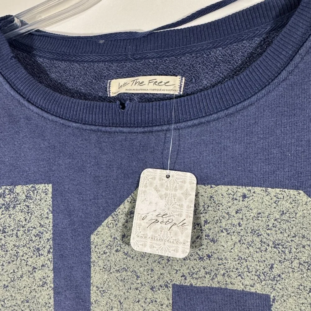 Free People Graphic 13 Camden Sweatshirt Size Small Blue NWT - Picture 6 of 8